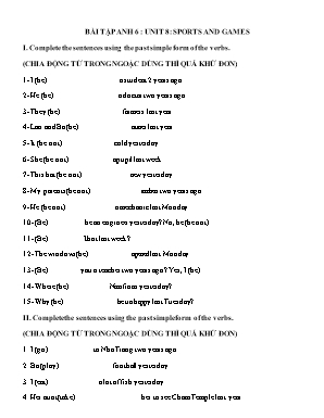Bai tâp Tiếng Anh Khối 6 - Unit 8 Sports and games